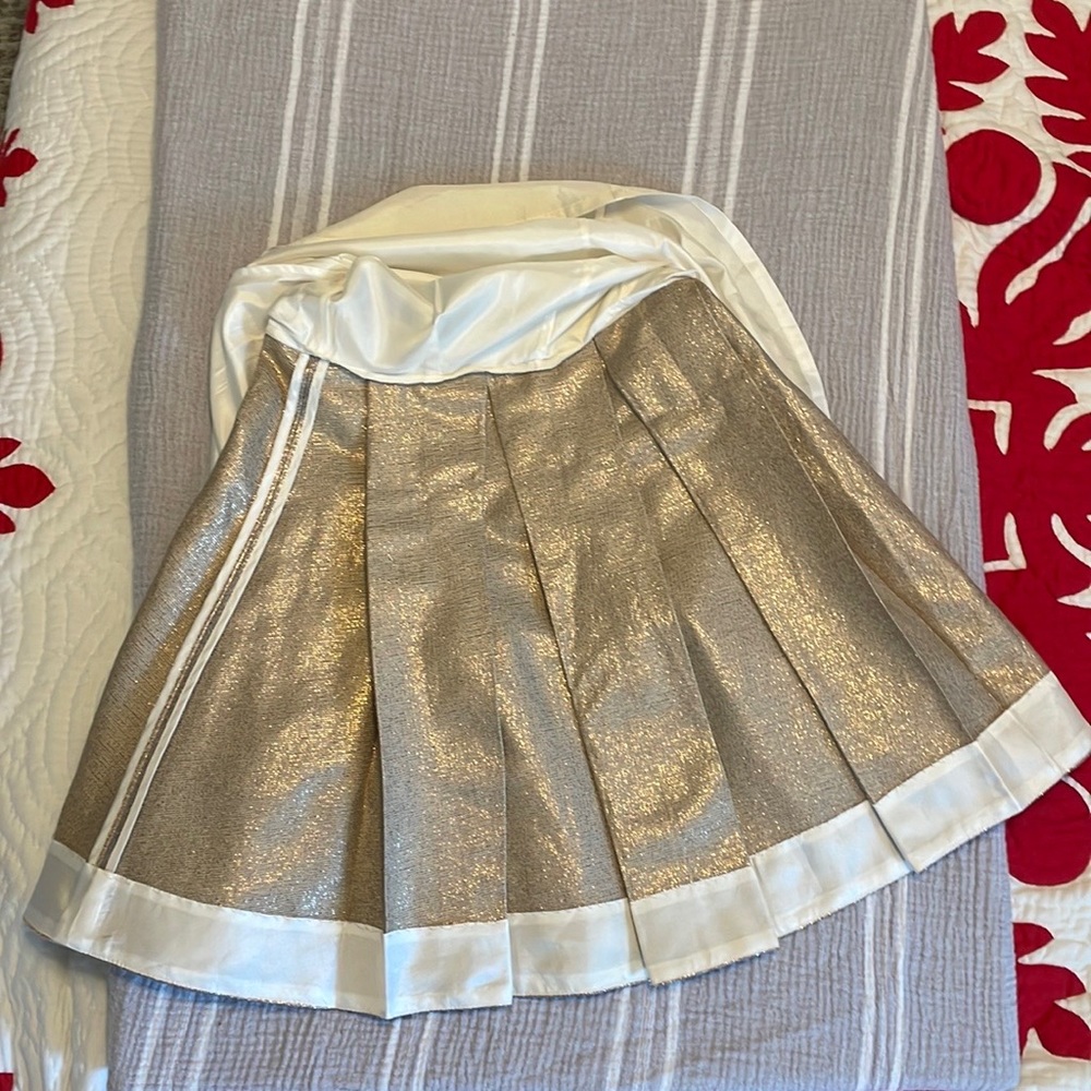 Kate Spade New York Ariella Gold Shimmer A-Line Pleated Skirt Size 2 - Picture 8 of 16
